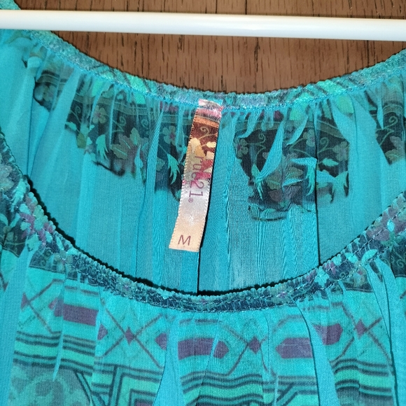 Turquoise Rue 21 sheer blouse - Picture 6 of 8